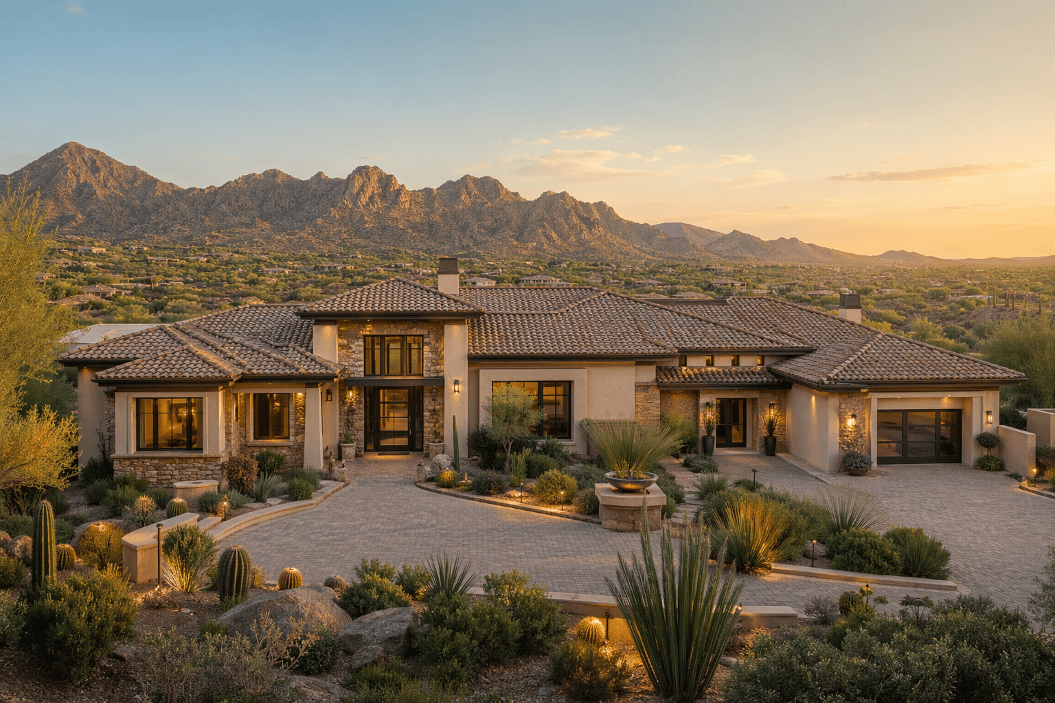 Desert home with new roof installation.